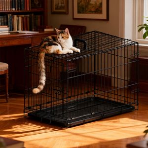 Gabbia per Cani Nera da 30 Pollici con Doppio Meccanismo di Chiusura, Maniglia Singola e Doppia Porta - Product Image 4