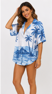 Camisa Hawaiana para Mujer, Estampado Floral Tropical Personalizado, Botones, Manga Corta, Holgada, Informal, para Vacaciones, Ropa de Playa de Verano, Venta al Por Mayor - Product Image 5
