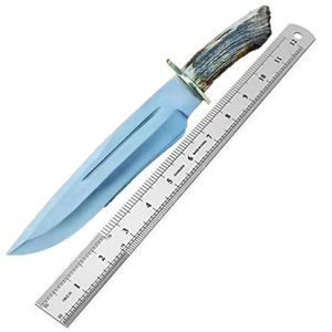 Cuchillo Bowie hecho a mano de acero D2: mango de madera y funda de cuero - Product Image 6