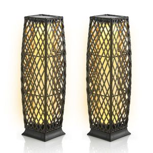 Ensemble de 2 lampes solaires à LED en osier diamanté pour la décoration de jardin - Product Image 1