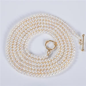 Collar de Perlas de Agua Dulce Naturales de 4-5 mm, Casi Circulares, con Luz Intensa, para Mujer, Cadena Versátil para Suéter - Product Image 4