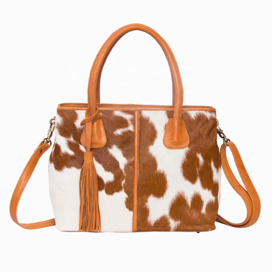 Power Punch Women's Large Tote Bag Cow Hair Design Genuine Leather PU