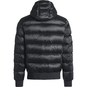 Veste d'hiver décontractée pour homme, noire, à capuche, en duvet, avec fermeture éclair, coupe-vent, couleur unie, coupe ajustée, longueur normale - Product Image 2