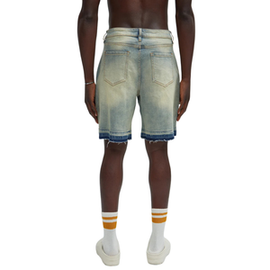 Shorts en jean bleu clair pour homme, coupe ample, longueur genou, en coton, déchirés, détails bruts, style streetwear décontracté, mode estivale - Product Image 2