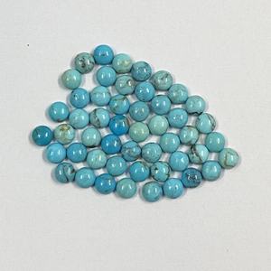 Cabujones de forma redonda de color turquesa, piedras preciosas sueltas, calidad superior, Natural, AAA, 4mm, matriz dorada - Product Image 1