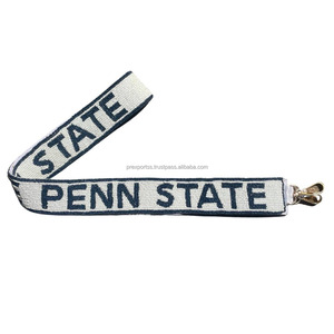 Penn State Beaded <b>Hook</b> Bag Strap White Navy Letter Shoulder Custom Purse Handle <b>Game</b> Day Crossbody Replacement Accessory - Product Image 1