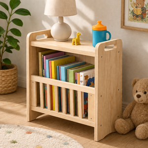 Sheeraz International Wooden Bookshelf with Storage Shelf, Montessori <b>Book</b> Rack for Children, Front Facing <b>Book</b> <b>Display</b> Organize - Product Image 4