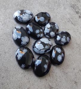 Snowflake <b>Obsidian</b> Cabochon Oval Flat Back Gemstone Loose Stone For <b>Jewelry</b> Making Craft Supplies Collectible - Product Image 4