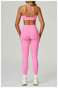 High Waist <b>Yoga</b> <b>Leggings</b> and Sports Bra Set Women's 2 Piece Active Wear Fitness Outfit Gym Workout Running Exercise Wholesale - Product Image 1