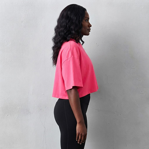 T-shirt femme OEM Streetwear à épaules tombantes, 100% coton fin, col rond, haute qualité, respirant, écologique, logo personnalisé - Product Image 6