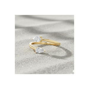 Stonewels Toi et Moi วงแหวนบายพาสเพชรรูปลูกแพร์ที่ปลูกในห้องทดลองที่ตั้งแบบง่ามชุบโรสโกลด์สำหรับเครื่องประดับหรูหราที่ผ่านการรับรอง - Product Image 1