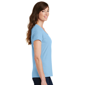 Wholesale Women's Casual Deep V Neck Plain Breathable Jersey Fabric T-Shirts For Summer Season Wear Women's V-neck T-shirt - Product Image 6