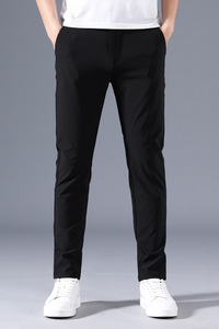 Pantalon habillé décontracté pour homme, léger, taille mi-haute, coupe droite, coupe ajustée, extensible, coupe-vent, respirant, hiver, 100% coton, lavable - Product Image 4