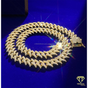 925 <b>Sterling</b> <b>Silver</b> Cuban Link <b>Chain</b> Moissanite Diamond Gold Tone Luxury Hip Hop Jewelry For Trendy <b>Men</b> And Women - Product Image 4