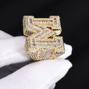 RB GEMS Custom Moissanite Letter Cuban Hip Hop Men's <b>Ring</b> S925 Solid Silver VVS Moissanite <b>Name</b> <b>Ring</b> Party - Product Image 3