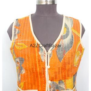 Handmade Vintage <b>Kantha</b> Quilted Floral Printed Logo 100% Pure Cotton Breathable Winter Summer Autumn Women Boho Style Regular - Product Image 2