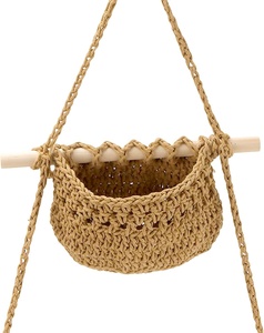 Panier suspendu bohème en coton et jute, organisateur mural en forme de demi-lune, porte-objets pour la cuisine, la salle de bain, la chambre à coucher - Product Image 1