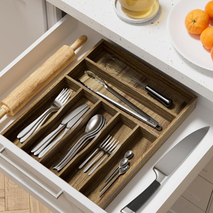 Acacia Wooden Kitchen <b>Drawer</b> Organizer for Utensil Cutlery or Office Supplies <b>6</b> Slots Holder Wholesale from Vietnam - Product Image 4