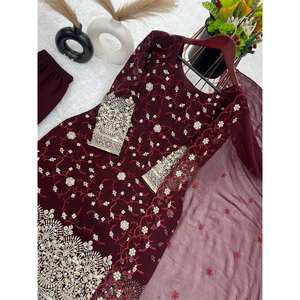 Top hermoso para mujer-Conjunto de Plazzo y Dupatta con trabajo de secuencia de bordado pesado - Product Image 5