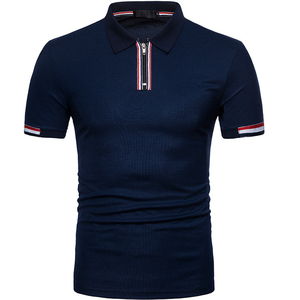 Chemise noire pour homme en polyester tissé 100 %, séchage rapide, manches courtes, fermeture éclair sur le devant, design uni décontracté, coupe classique - Product Image 4