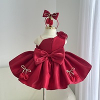 Robe de princesse florale pour filles 163, avec une épaule ornée de volants floraux, jupe en tulle satiné avec détails de fleurs de tulipe 3D