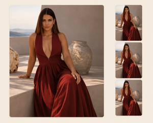 Vestido Maxi Premium de Lino/Algodón Estilo Boho Vintage Hecho a Mano, Largo hasta el Suelo, Cuello en V, Sin Mangas, Tejido Transpirable Ecológico, Corte Acampanado - Product Image 2