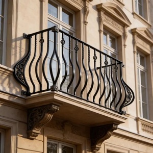 Balustrade de balcon traditionnelle en fer forgé à fixation murale, avec une finition résistante à la rouille, un montage facile et un design élégant. - Product Image 5