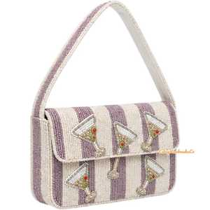 Sac à bandoulière perlé Martini, Sac à main cocktail, Pochette de soirée faite à la main, Sac chic et tendance, Pochette pour soirée entre filles, Sac esthétique perlé - Product Image 2