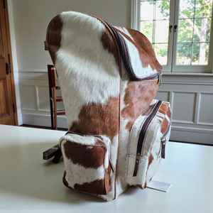 Sac à dos vintage en cuir de vachette avec fermeture éclair, multifonction, grande capacité, unisexe, pour ordinateur portable et voyage HNBP-0040 - Product Image 3