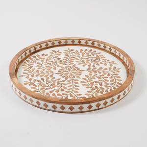 Decorative Wooden And Mother Of Pearl Serving Tray With Unique <b>Mosaic</b> Pattern For Luxury Home Interiors - Product Image 1