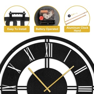 Horloge murale élégante en métal, décoration murale contemporaine en fer avec mouvement à quartz silencieux à prix avantageux - Product Image 6