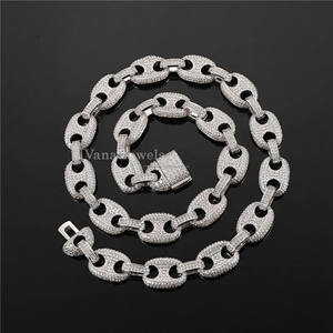 Elégant collier en argent sterling 925 plaqué or 12mm 46cm 18 pouces de haut polonais unisexe Hip Hop Streetwear Moissanite Style Jewelry - Product Image 2