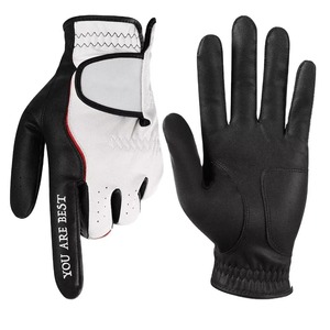 JNM SAFETY Gants de golf en cuir véritable noir et blanc pour droitier, antidérapants, unisexes, respirants, pour sports de plein air - Product Image 1
