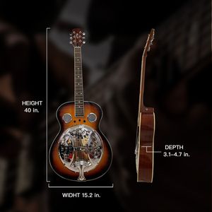 Chitarra Resonator in Metallo Full-Size per Principianti con Manico Circolare e Preamplificatore Integrato - Ideale per Stili Musicali Tradizionali - Product Image 2