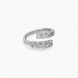 Anillo de Compromiso Ajustable de Oro Sólido 9K 10K 14K 18K con Diamante Cultivado en Laboratorio de Corte Ovalado, Certificado IGI, Color DEF, Claridad VS VVS, Venta al por Mayor - Product Image 2
