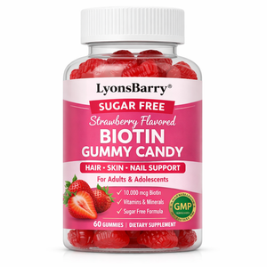 Bonbons gélifiés à la biotine sans sucre, saveur fraise, étiquette OEM pour compléments alimentaires pour cheveux, peau et ongles des adultes et adolescents - Product Image 1