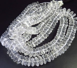 Perles de pierres précieuses en quartz naturel de haute qualité, taillées à la allemande, facettées, de 9 à 12 mm, avec trou central, brin de 16 pouces pour la fabrication de bijoux - Product Image 4