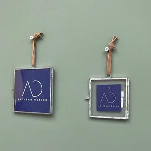 Artisan Design Square Photo <b>Frame</b> <b>Set</b> of 2 Decorative Hanging <b>Frames</b> with Metal Iron Glass Grey Finish Made India Model Pf352 ab - Product Image 1