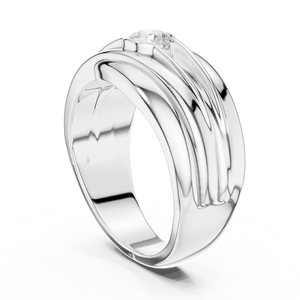 Anillo de Plata de Ley 925 para Hombre con Moissanita Solitaria y Engaste de Bisel, Banda Ancha de Corte Redondo para Boda o Compromiso - Product Image 4