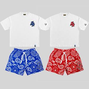 Conjunto de Camiseta y Pantalones Cortos de Moda Urbana Personalizados para Hombre |   Camiseta con Estampado Varsity y Pantalones Cortos de Malla |   Conjunto de Verano de Dos Piezas para Hombre, Marca Privada OEM - Product Image 1