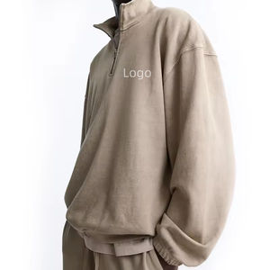 Sudadera de Invierno Personalizada para Hombre con Cuello Alto, Forro Polar Grueso 100% Algodón, Estilo Urbano Vintage con Impresión Digital Efecto Desgastado por el Sol - Product Image 2