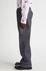 Jeans de Hombre de Cintura Alta, Lavado Oscuro, Corte Recto, Casuales, de Algodón, Peso Medio, Ajuste Holgado, Estilo Otoñal - Product Image 4