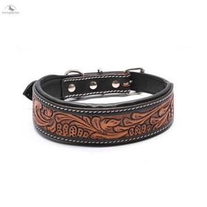 LEATHERCART Premium Hand <b>Tooled</b> Floral Leather Dog Collar Vintage Western Style Durable Adjustable Luxury Pet Collar - Product Image 1