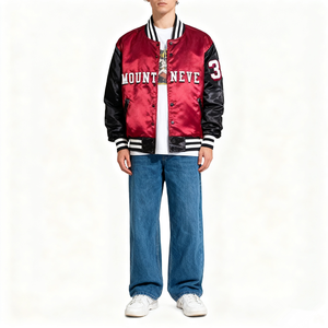 Chaqueta Bomber Deportiva Unisex Personalizada con Logotipo Bordado, Tejido Satinado, Ecológica, Resistente al Viento, Estilo Varsity de Béisbol y Baloncesto - Product Image 3