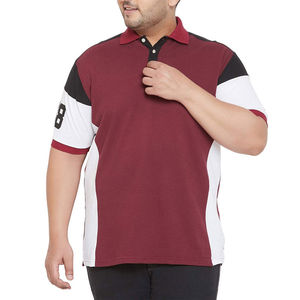 Men <b>Maroon</b> Panel Polo Shirt Cotton Blend Short Sleeve Color Block Casual Breathable Comfortable Custom Logo Polo Shirt Fit - Product Image 1