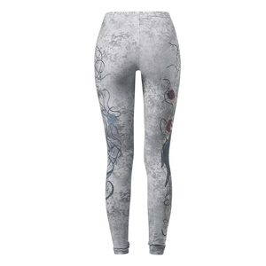 Leggings personnalisés à taille haute avec imprimé graphique, leggings vintage à imprimé floral rose, pantalon de yoga imprimé par sublimation - Product Image 3