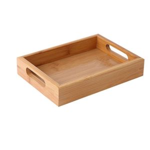 Natural Wooden Wood Serving <b>Tray</b> with Handles Rectangular <b>Large</b> Food <b>Trays</b> for Coffee Table Breakfast Tea Platter Hotel Supply - Product Image 3