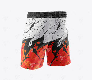 Shorts de bain homme personnalisés à taille élastique mi-haute, séchage rapide, imprimés par transfert thermique, style urbain, anti-plis, pour la plage - Product Image 3