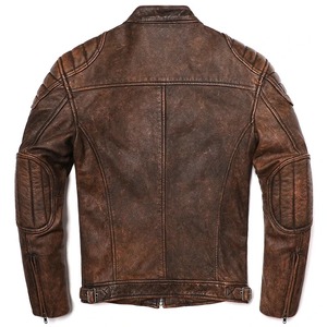 Chaqueta de cuero recubierto para hombre, estilo motero europeo-americano, con cuello alto, forro de lino, talla grande, vintage, novedad 2026 - Product Image 3