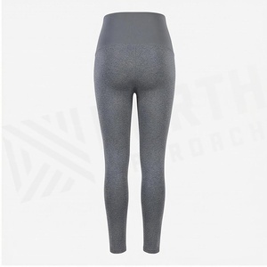Leggings de maternité gris sans couture taille haute longueur intégrale, couleur unie, en coton élasthanne, pour le yoga et le sport féminin - Product Image 2